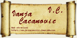 Vanja Cacanović vizit kartica
